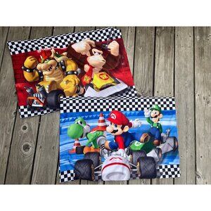 Nintendo Mario Kart License Pillow Case 30x20 Mario Bowser Donkey Kong Reversibl